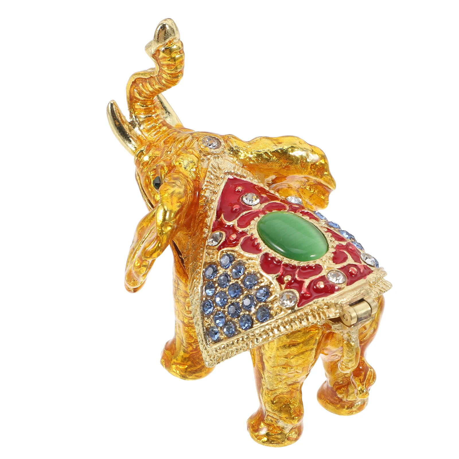 Zinc Alloy Elephant Jewelry Box Sparkling Rhinestone Animal Shape Trinkets Storage Container for Rings Earrings Necklaces
