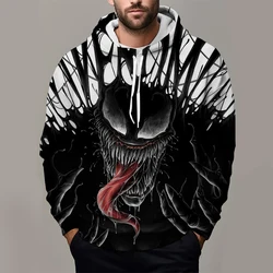 Venom Men's Hoodie Oversized Pullover 3D Printing Marvel Men's Clothing Fashion Casual Men's Hoodie Autumn New Men's Clothing