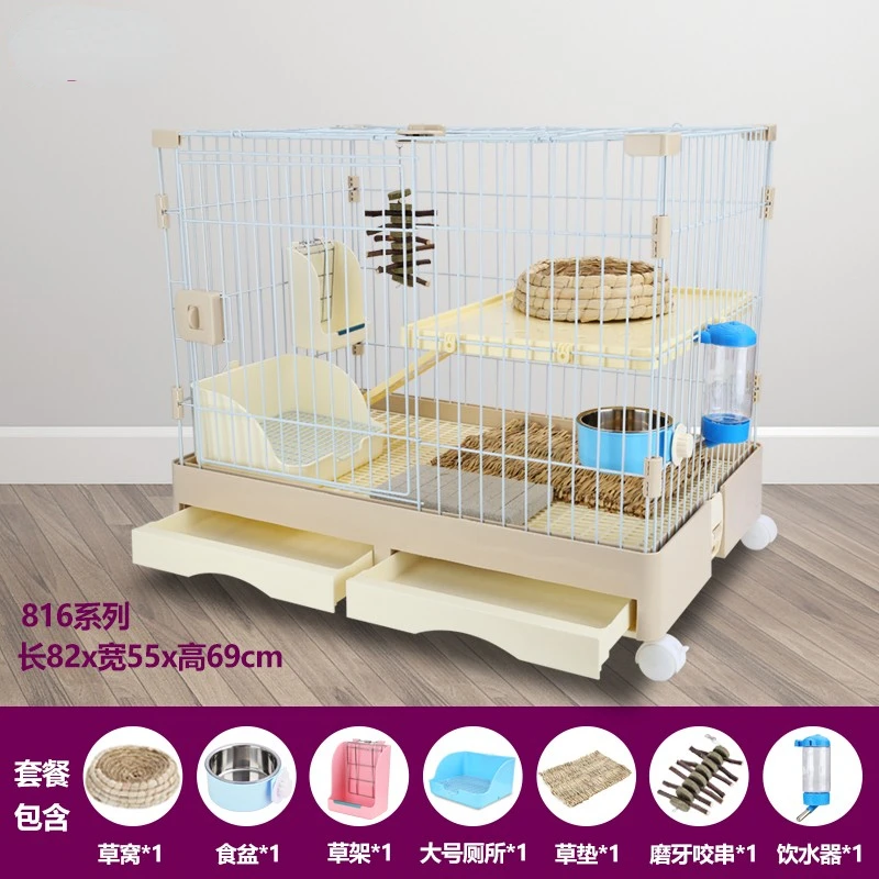 Anti-Spray Urine Rabbit Cage Guinea Pig for Home Use Double Layer Rabbit Cage Large Luxury Rabbit Cage Rabbit Nest Pet Supplies