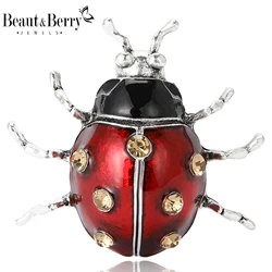 Beaut&Berry Enamel Ladybird Brooches for Women Unisex Insect Pins 2-color Available Casual Party Accessories Gifts