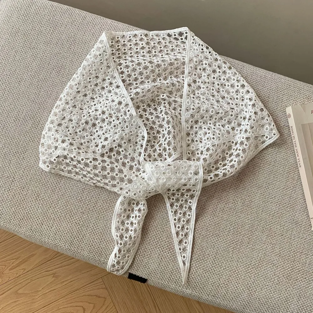 

Floral Printed Lace Triangle Scarf Transparent Embroidered Lace Head Scarf Clothes Decoration Breathable Lace Headband Travel