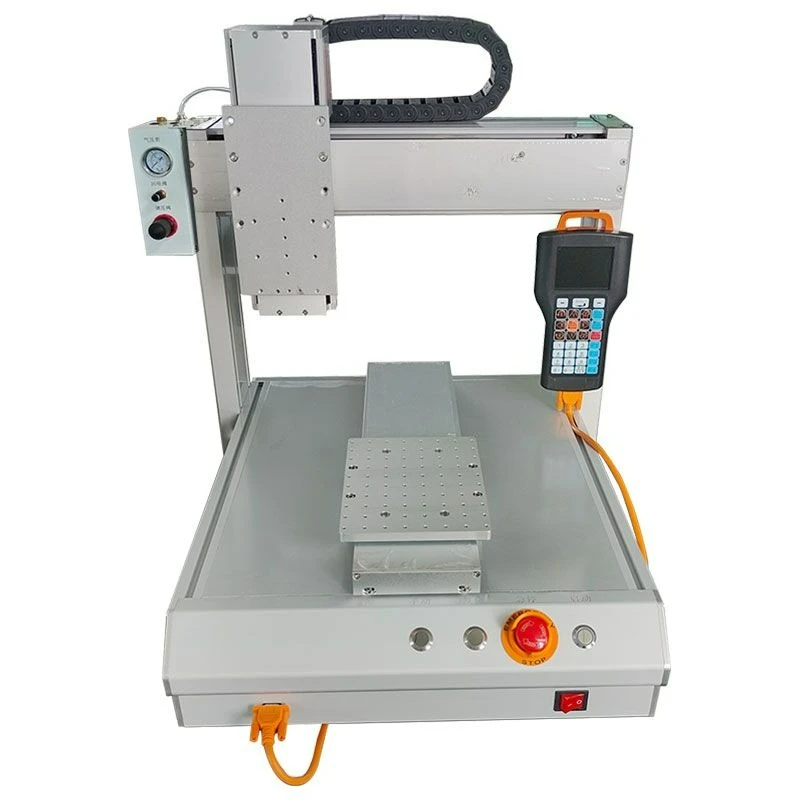 

Automatic gluing machine syringe dripping UV glue flat needle coating yellow glue, double head equipment