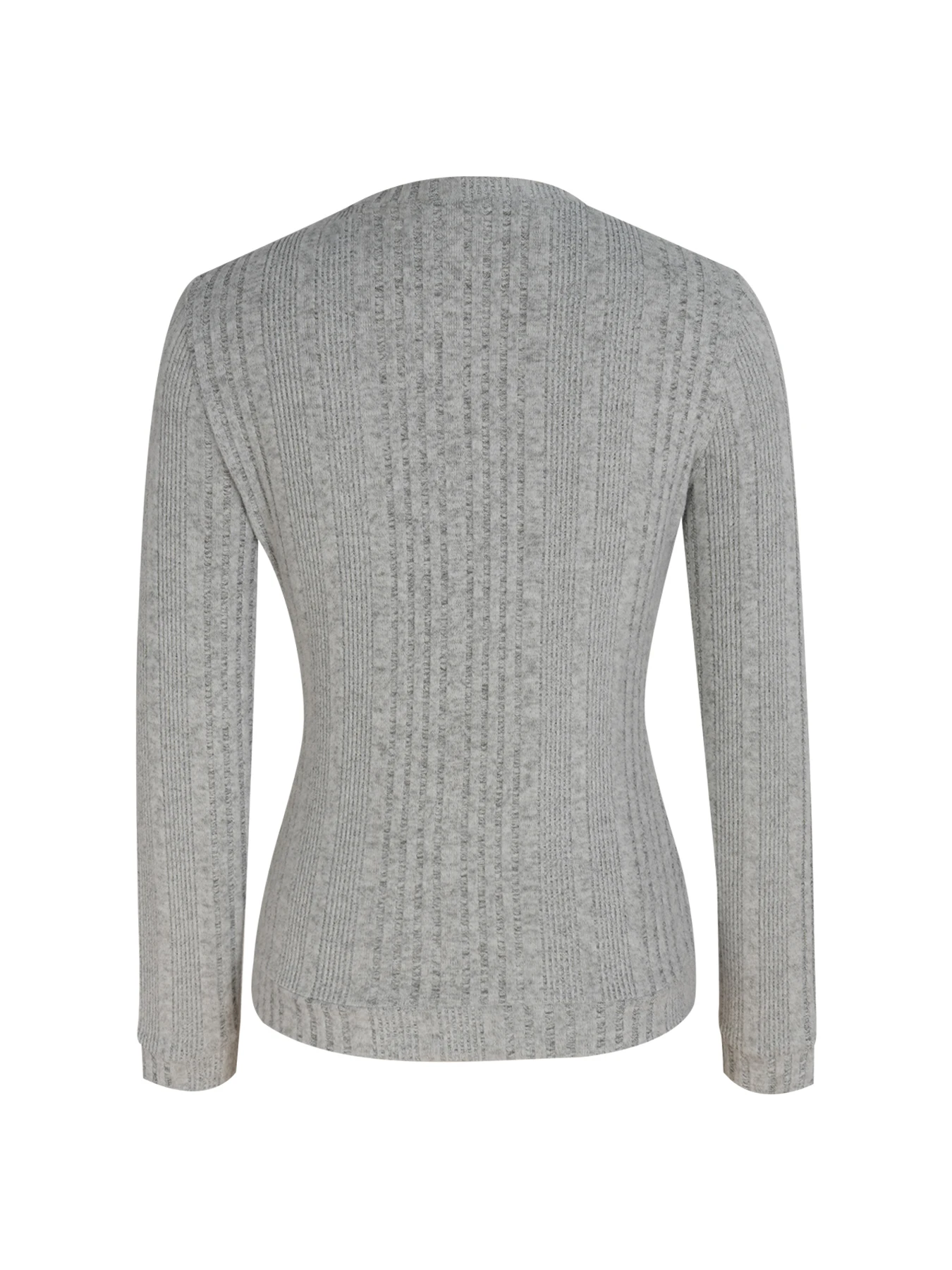 Damen Langarm-Oberteil, gerippter Strickpullover, lässige Alltagskleidung, Herbst/Winter, schmale Passform, Rundhalsausschnitt, weiche Basic-Bluse – Detail 8
