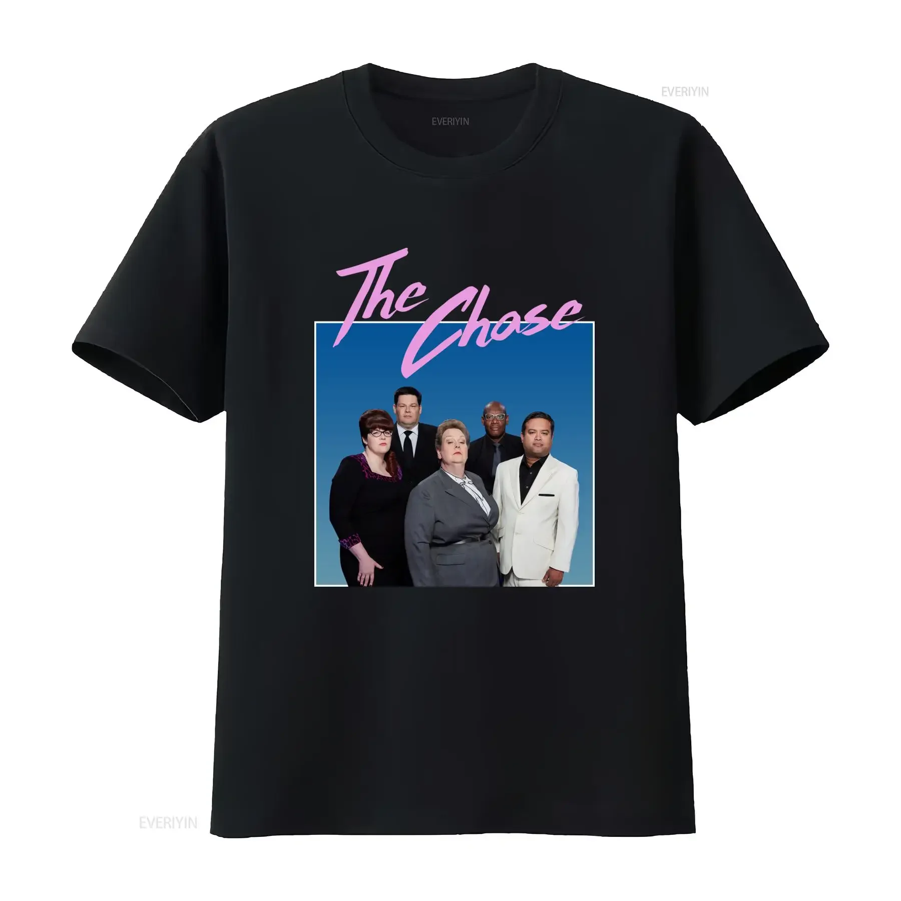 Men's Plus Size The Chase Uk Game Show T Shirt Black with Chaser Contestant Team Print 200G Heavyweight Non Stretch Fabric Soft