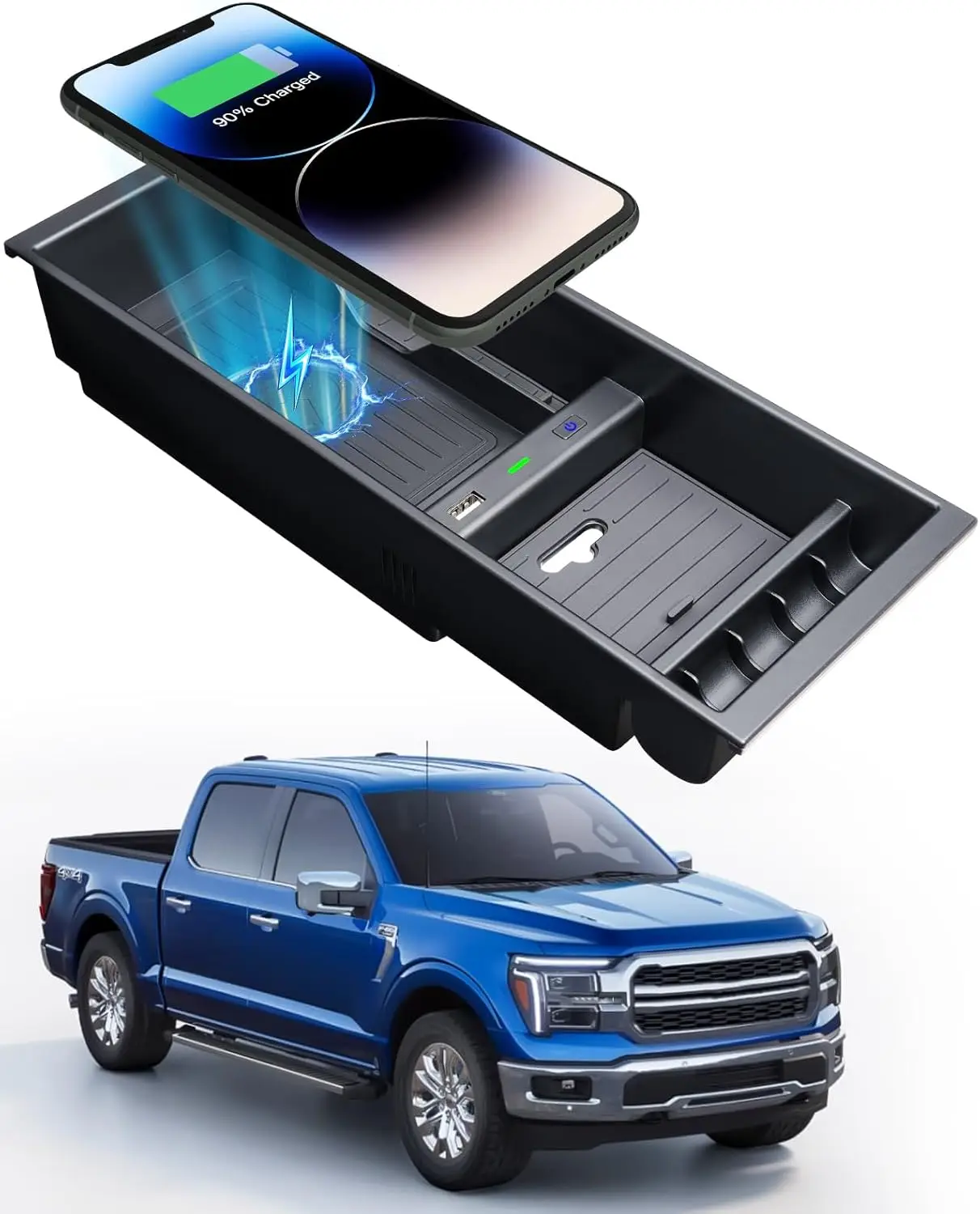 

Wirelfor F150 2009-2023 2024 2025, Center Console Organizer Box for Ford F150 Accessories F-150 2009