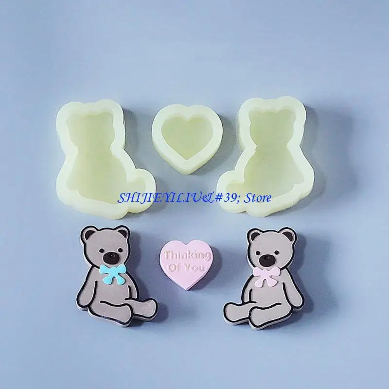 

E21F DIY Resin Mold Suitable for Jewelry Silicone Resin Molds Including Bear Parking Sign Car Number Plate Decoration Mold