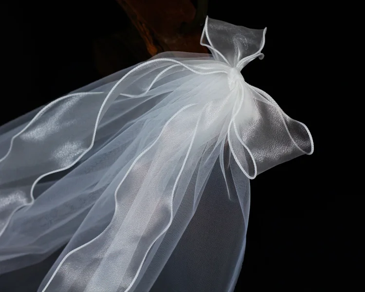 Wedding Veil For Bride 2 layer White Bow Tulle Bachelorette Party Bridal Shoulder Veils Headdress Mesh Short Veils With Clip