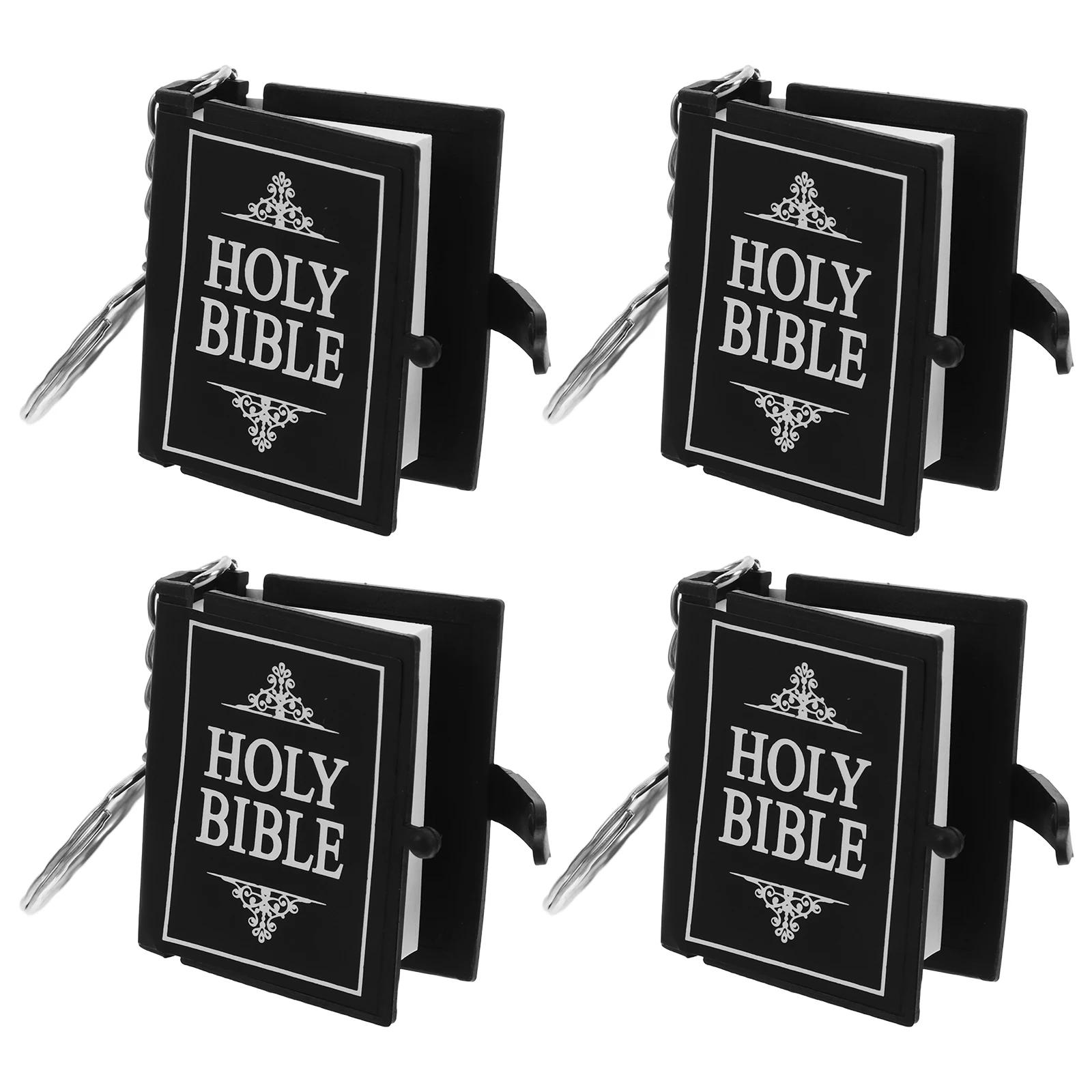 

4pcs Mini Scripture Keychain Black Bible Verse Hanging Lightweight Practical Aesthetic Party Favors Christian Gifts
