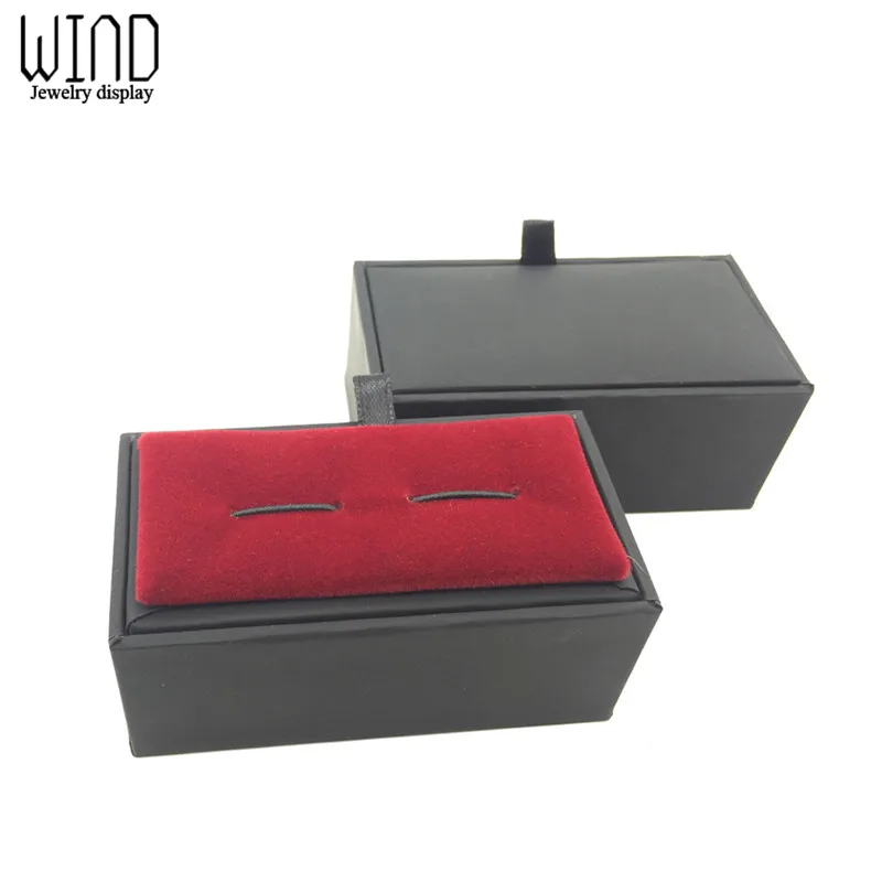 Black Paperboard & Velvet Cufflinks Tie Clips Box Quality Men\'s Cufflinks Jewelry Package Box Craft Badge Gift Box For Jewelry