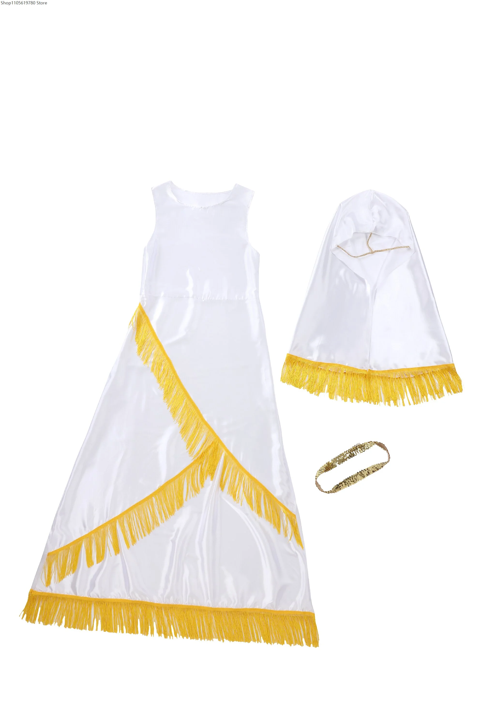Women Yellow Dress Full Outfit Halloween Carnival Bar Club Stage Daily Party Matching Cosplay Performance Complete Costume Set