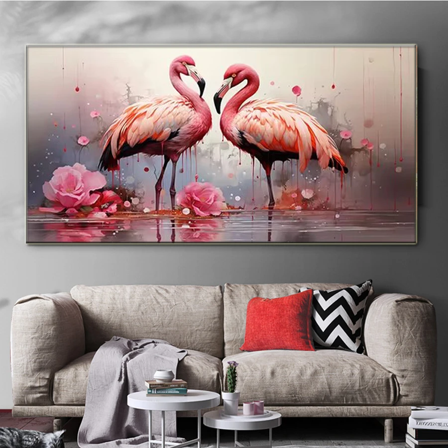 Pink Flower Flamingo Animal Diamond Embroidery birds Picture Mosaic Cross Stitch Portrait Painting New Arrival Flower Handicraft