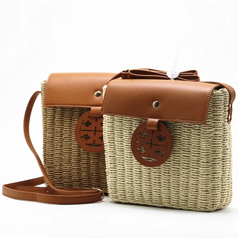 Women\'s Straw Bag Internet Celebrity Hot-Selling New Ladies Small Square Bag Versatile Shoulder Messenger Mobile Phone Key Purse