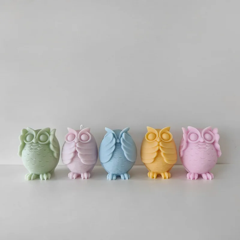 3D Cartoon Owl Silicone Mold DIY Aroma Candle Plaster Ornaments Mould Cute Animal Owl Handmade Soap Candle Making Supplies