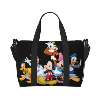 Custom Mickey Mouse Minnie Boodschappentassen Vrouwen Grote Capaciteit Cartoon Gym Strand Reistassen