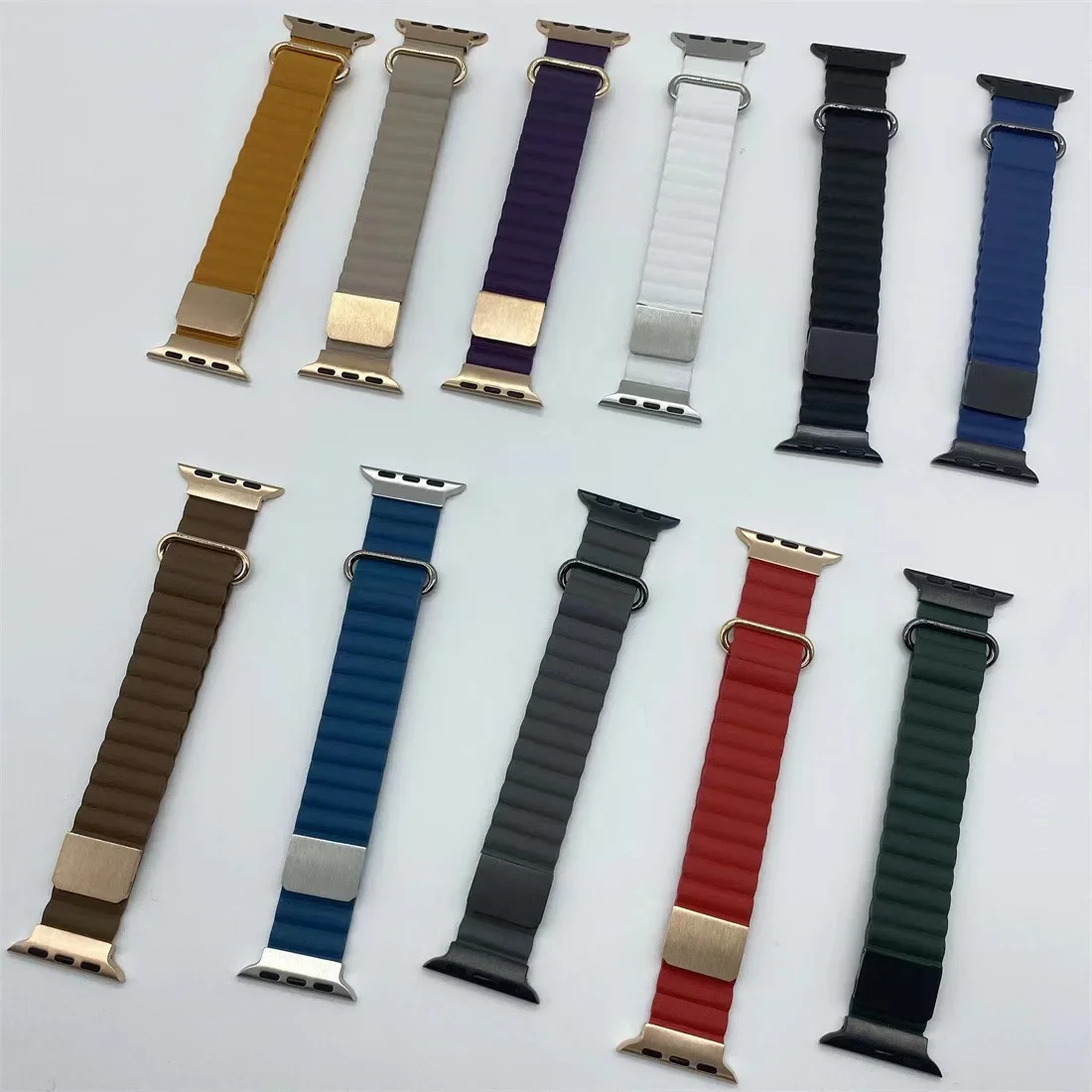 Bracciale magnetico in pelle per Apple Watch 49mm 45mm 41mm 44mm 42mm 46mm cinturino in metallo in acciaio inossidabile iWatch Ultra 10 9 8 7 6 5 SE