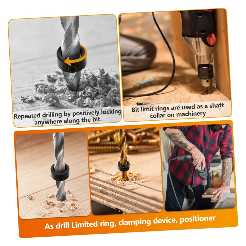 Steel Drill Stop Collar Kit - Metric Adjustable Depth Limiter Rings for Woodworking | Shaft Positioner & Hole Guide Accessories