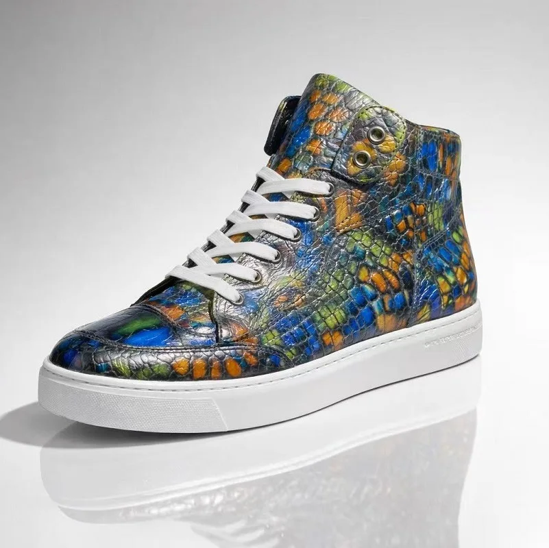 2025 new arrival Fashion crocodile skin causal shoes men,male Genuine leather sneakers PDD774