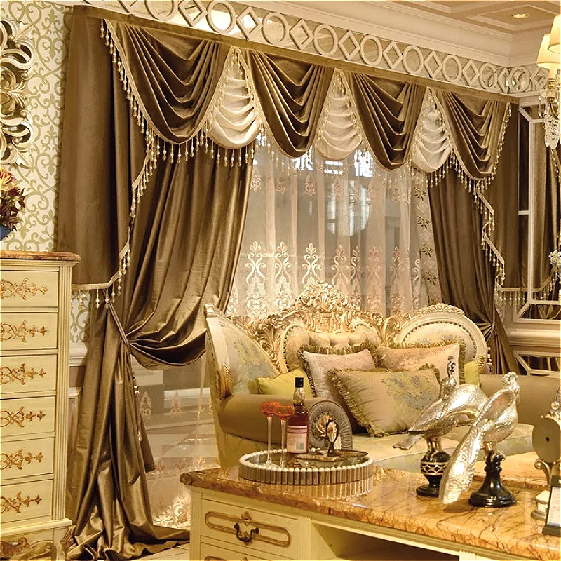 Curtains for Living Room Luxurious Palace Simple European Style Luxury Swan Silk Velvet Villa Dining Bedroom Kitchen Door