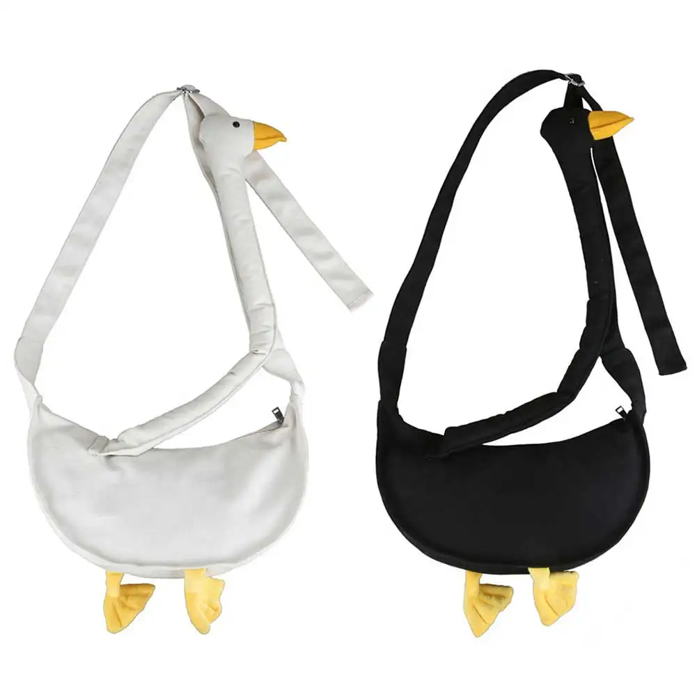 

Women Silly Goose Bag Adjustable Strap Canvas Cartoon Goose Bag Large Capacity Goose Animal Satchel Bag Daily Bag for Girls