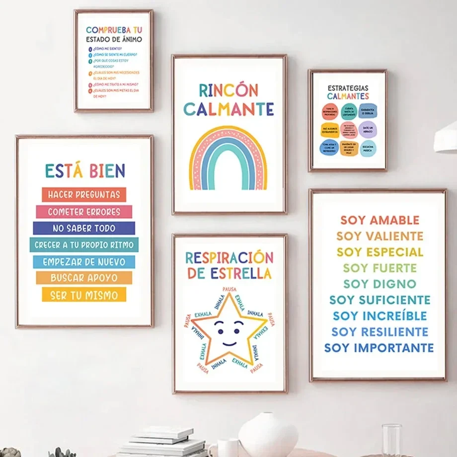 Modern Spanish Calm Corner Canvas Prints Aesthetic Inspirational Education Classroom Wall Art Poster for Home & School  Decor