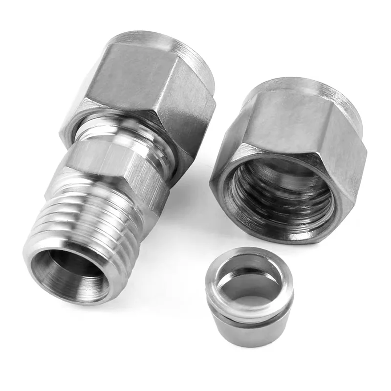 1pcs 304 Stainless Steel Double Ferrule Compression Pipe Fitting 3mm 4mm 6mm 8mm 25mm Bulkhead Straight Push Connector Adapter