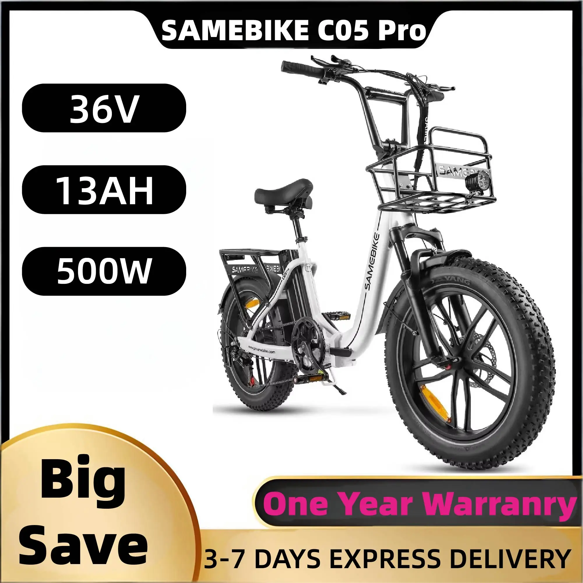 

SAMEBIKE C05 Pro E-Bike 500W 36V 13ah Lithium Battery Terrain tires electric Bicycle Mountain cross country Electric bike adul
