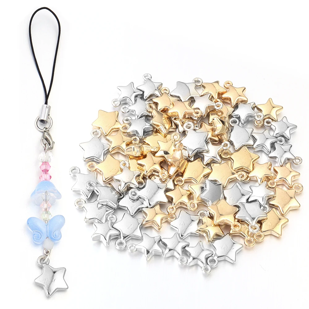 50 Teile/los CCB Stern Perle Anhänger Beliebte Einfache Lose Charms für Schmuck Machen Zubehör DIY Halskette Armband Schlüsselbund