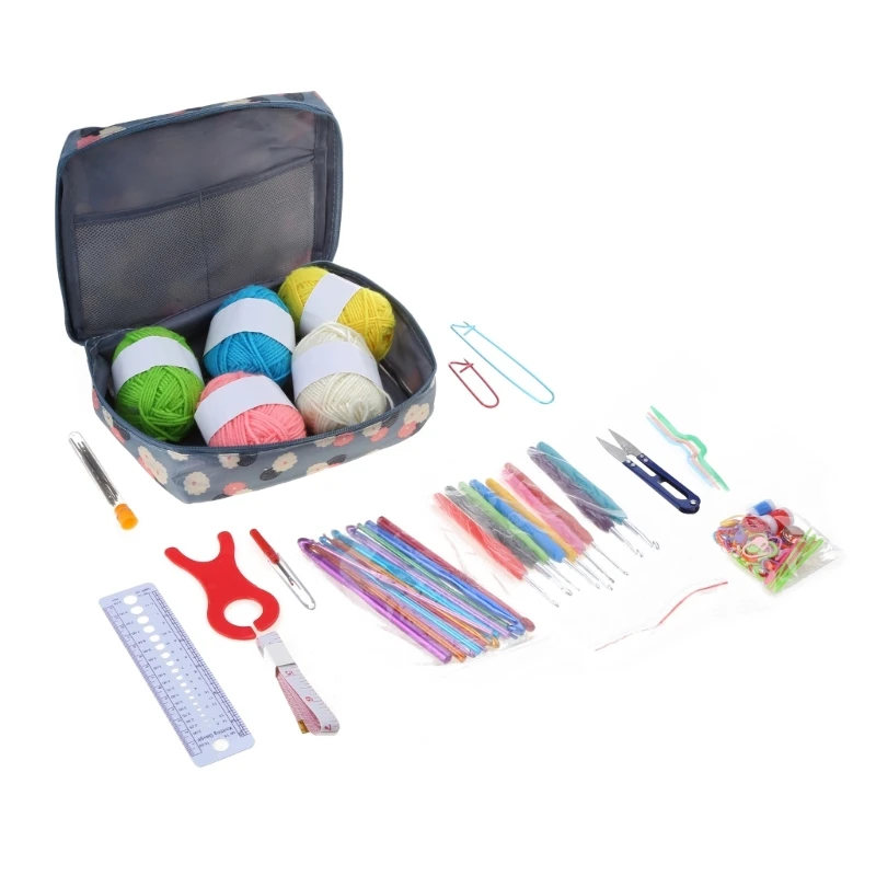 

107 Pieces Knitting Needle Weave Yarn Kits with Storage Case and Crochet Needle Dropship