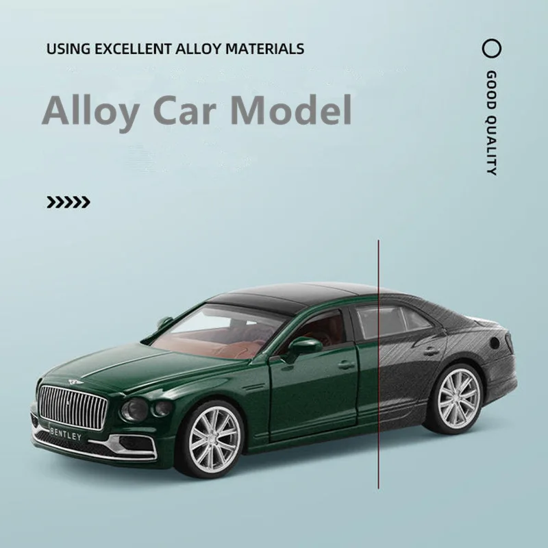 1:38 Bentley Flying Spur Alloy Luxy Model samochodu Diecasts Metal Toy Vehicles Model samochodu Symulacja dźwięku Światło Kolekcja Prezenty dla dzieci