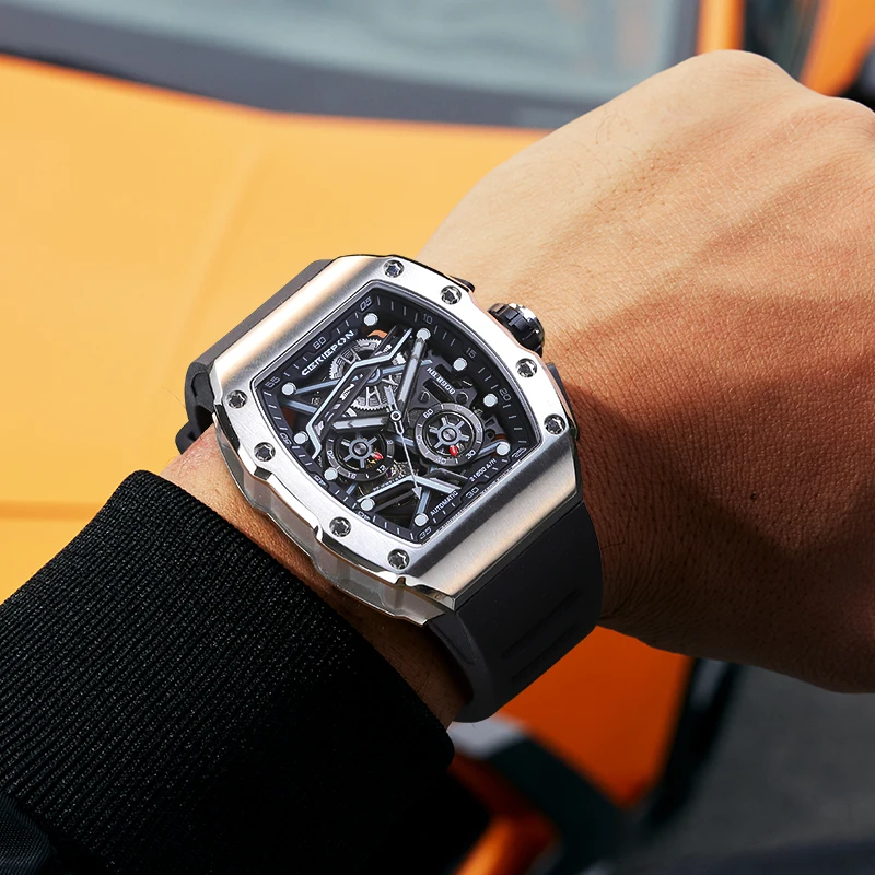 Men's Watch Fully Automatic Luminous Men's Branded Hollowed Out Wine Barrel Shaped Men's Mechanical 5ATM CERIEPON