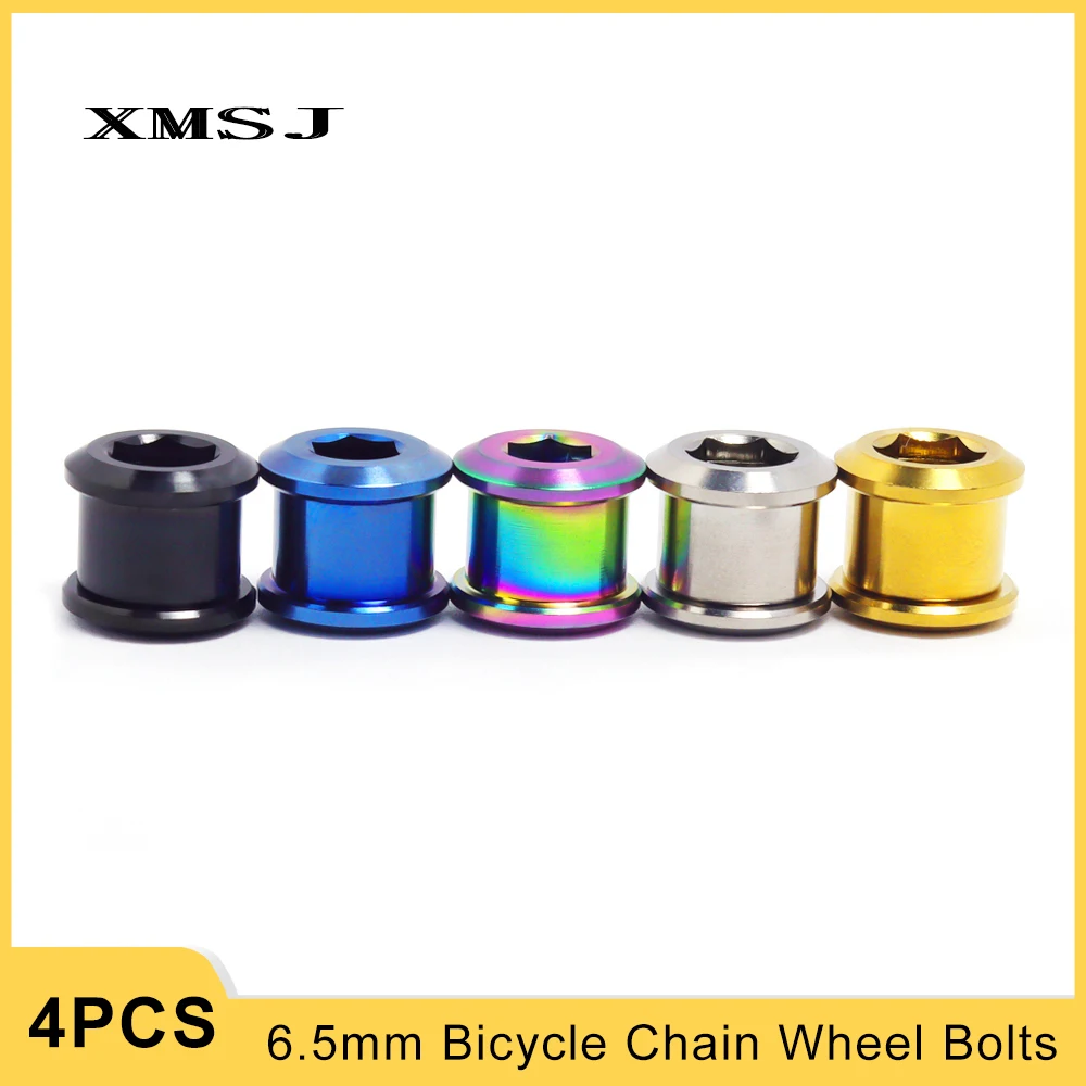 

XMSJ Titanium Crankset Fixing Nuts Bolts 6.5mm MTB Road Bike Chainring Bicycle Chain Wheel Screw Crank Accessories Chainwheel