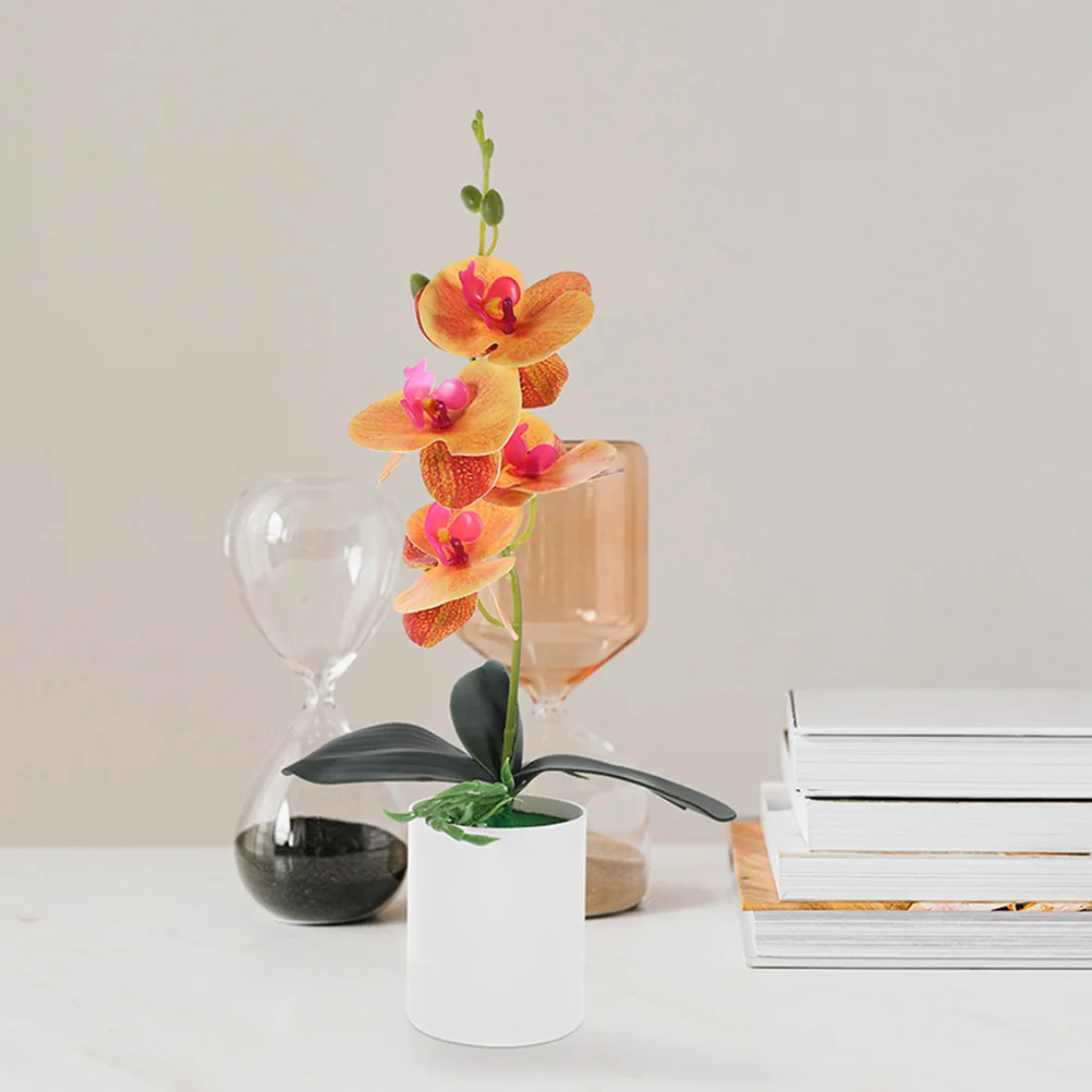 

2pcs Simulation Phalaenopsis Orchid Artificial Flowers Indoor Decoration Plastic Plant Desktop Ornament Lifelike Fake Potted