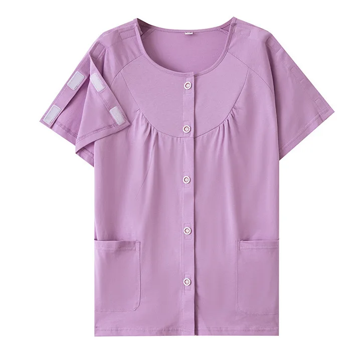 فساتين المستشفى سهلة الارتداء، فساتين التمريض، ملابس إعادة التأهيل بأكمام قصيرة لمرضى السكتة الدماغية، فساتين لمرضى الكسر