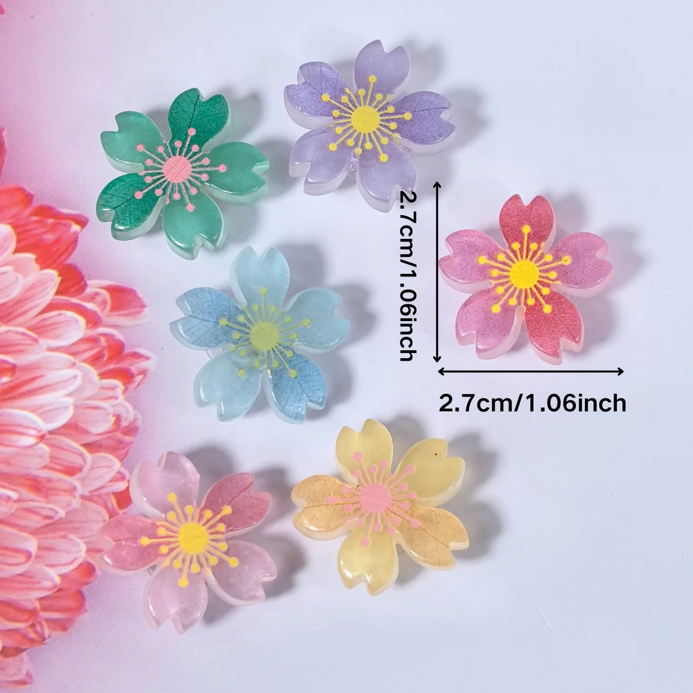 Romantic Sakura Japanese Style DIY Hair Clip Simulation Resin Mobile Phone Case Creative Material Handmade Craft Supplies