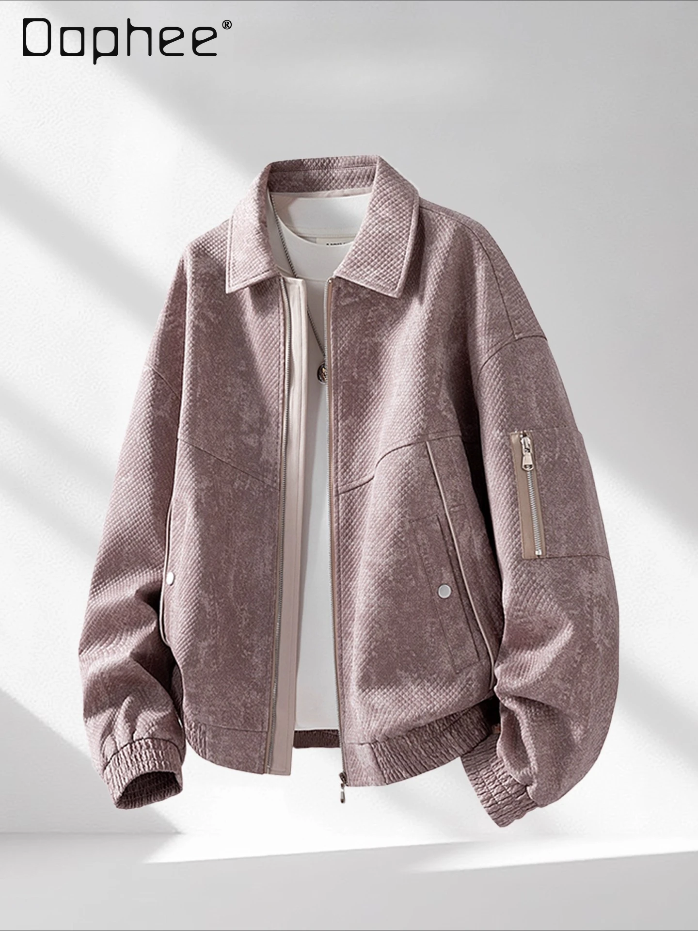 

Spring Autumn American Style Men's Turn-down Collar Loose Casual Cool Handsome Streetwear Dark Blue Pink Black Jacket