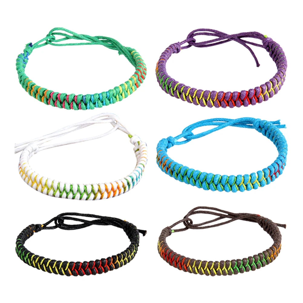 

6pcs Colorful H Ropes Lightweight Durable H Knitting Wax Cord Bracelets Flower Gifts for Daily Use Crochet Kits