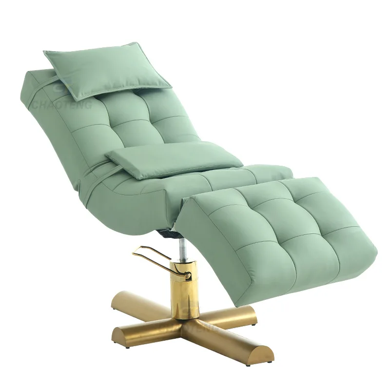 Luxury Hydraulic Adjustable Green Wave Recliner Salon Beauty Leather Eyelash Pink Curved Massage Lash Bed Tattoo Bed Chair