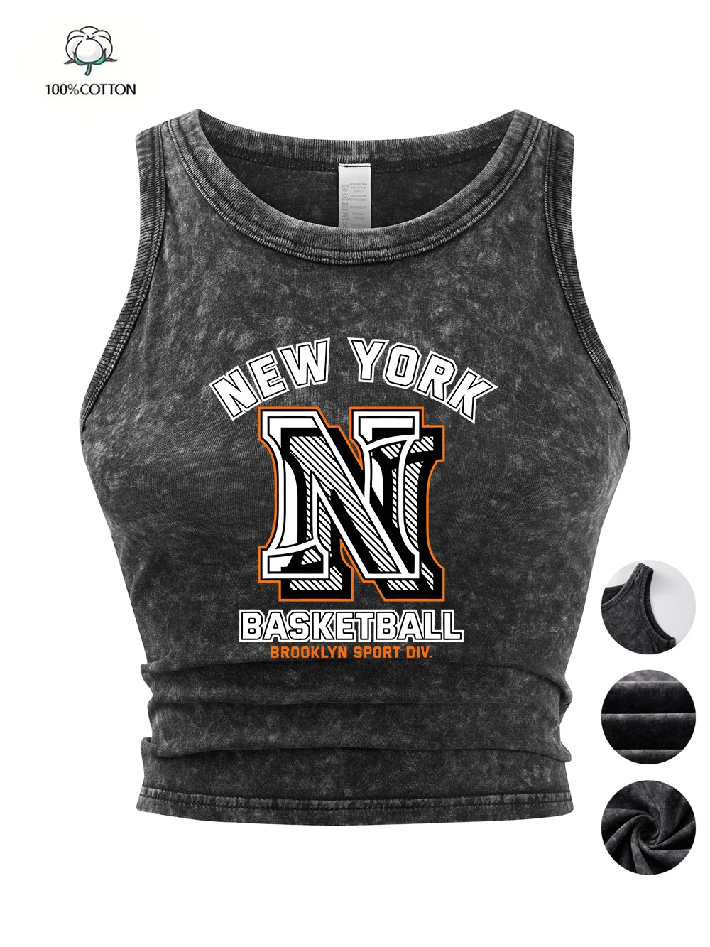 New York Brooklyn Basketball Prints Tank Tops Trend Womens Cotton Washed T-Shirts Thin Tight Vintage Tank Top Y2K Sexy Clothes