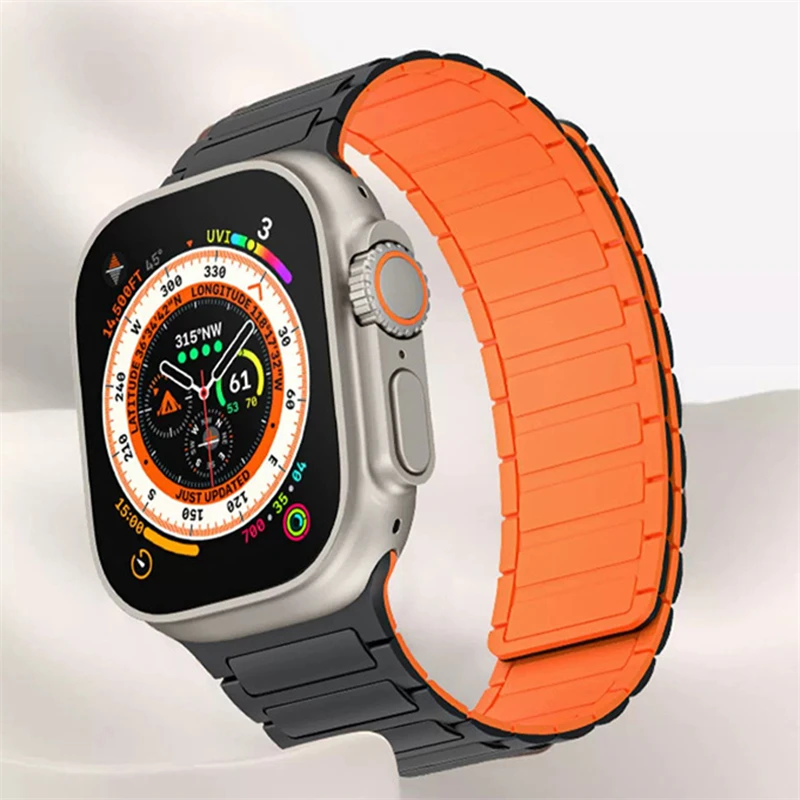 Magnetic Strap for Apple Watch Band Series 10 9 8 7 6 Se Ultra2 Silicone Bracelet iWatch 49mm 46mm 44mm 45mm 40mm 41mm 42mm 38mm