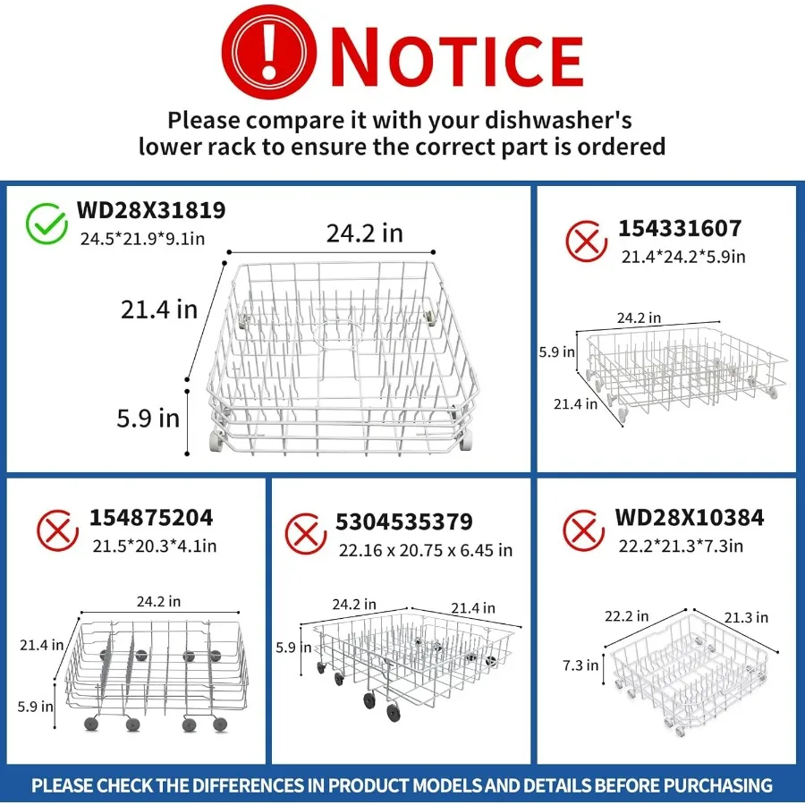 WD28X31819 غسالة أطباق سفلية لأجهزة المطبخ المنزلية مع هيكل متين من الفولاذ المقاوم للصدأ ورفوف قابلة للتعديل