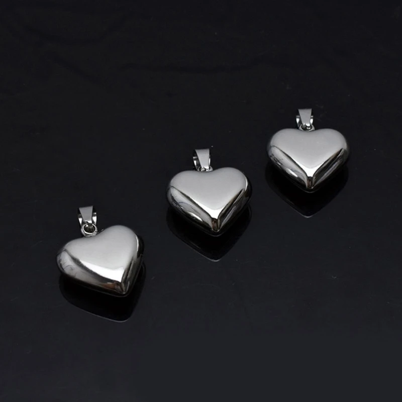 ZB91 Stainless Steel Silver Plated 2.1x2cm Large Heart Charm Pendants for Women Girls