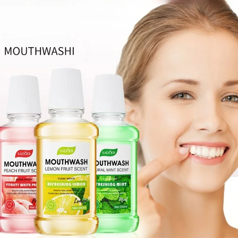 250ml พีช Mint มะนาวดึงน้ํามันน้ํายาบ้วนปากธรรมชาติ Breath Refresher Oral หยดสําหรับ Men & Women แอลกอฮอล์ฟรีเครื่องมือ Mouth Care