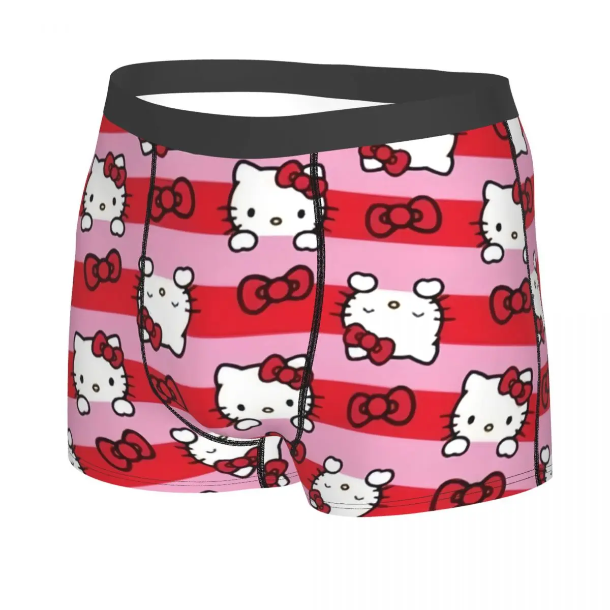 Custom Funny Cartoon Hello Kitty Sanrio Japan Anime Boxers Shorts Panties Men's Underpants Stretch Briefs Underwear