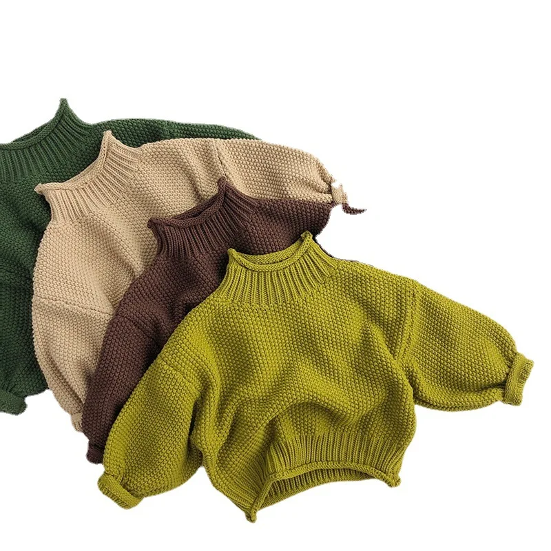 Autumn Winter New Children Long Sleeve Turtleneck Sweater Baby Girls Knit Pullover Boys Fashion Casual Knitwear Kids Clothes