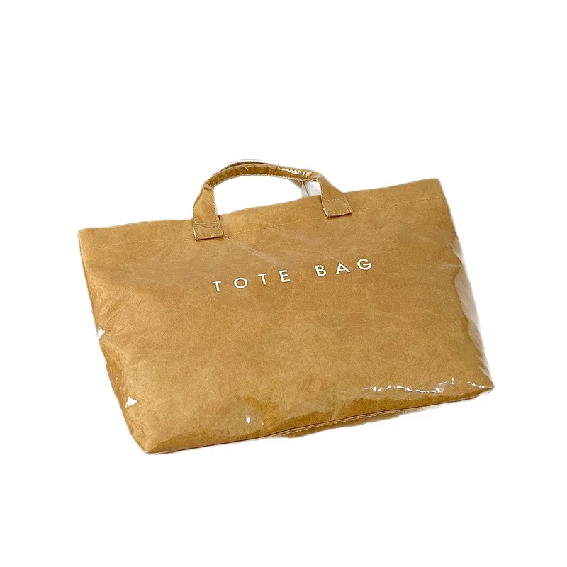 Women's Glossy PVC Tyvek Tote Bag Large Capacity Waterproof Handbag with Polyester Lining, Casual Handheld Shopper Bag for Work image 6