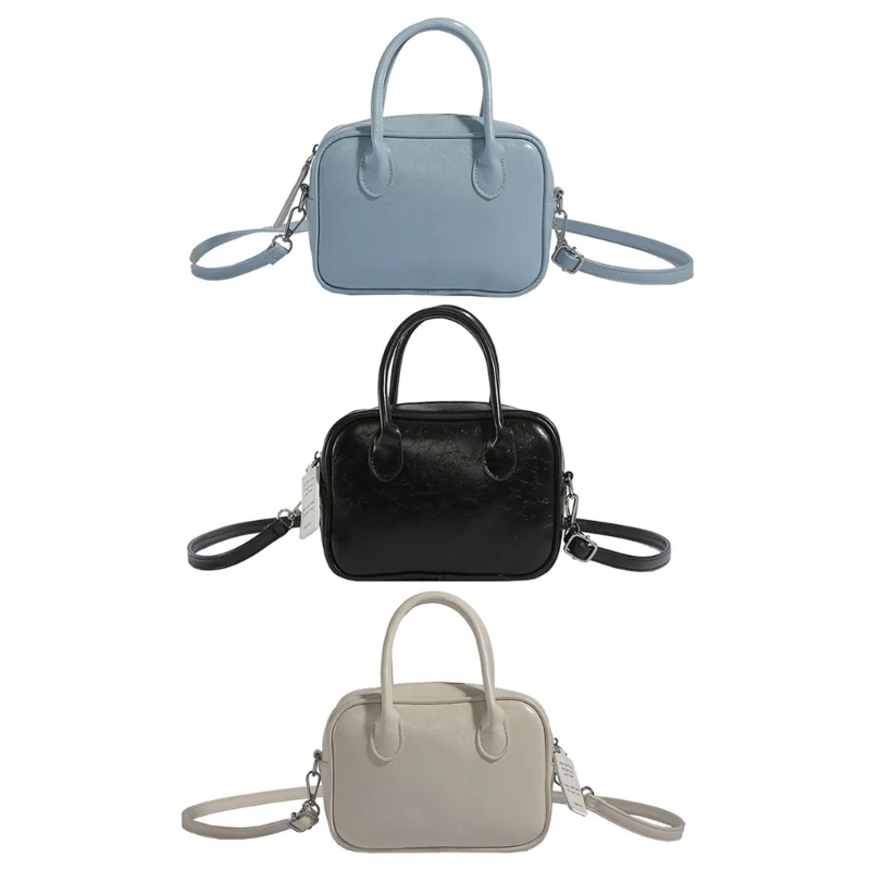 Women Solid Color Shoulder Bag Shopping Bag PU Leather Crossbody Bag Handbag