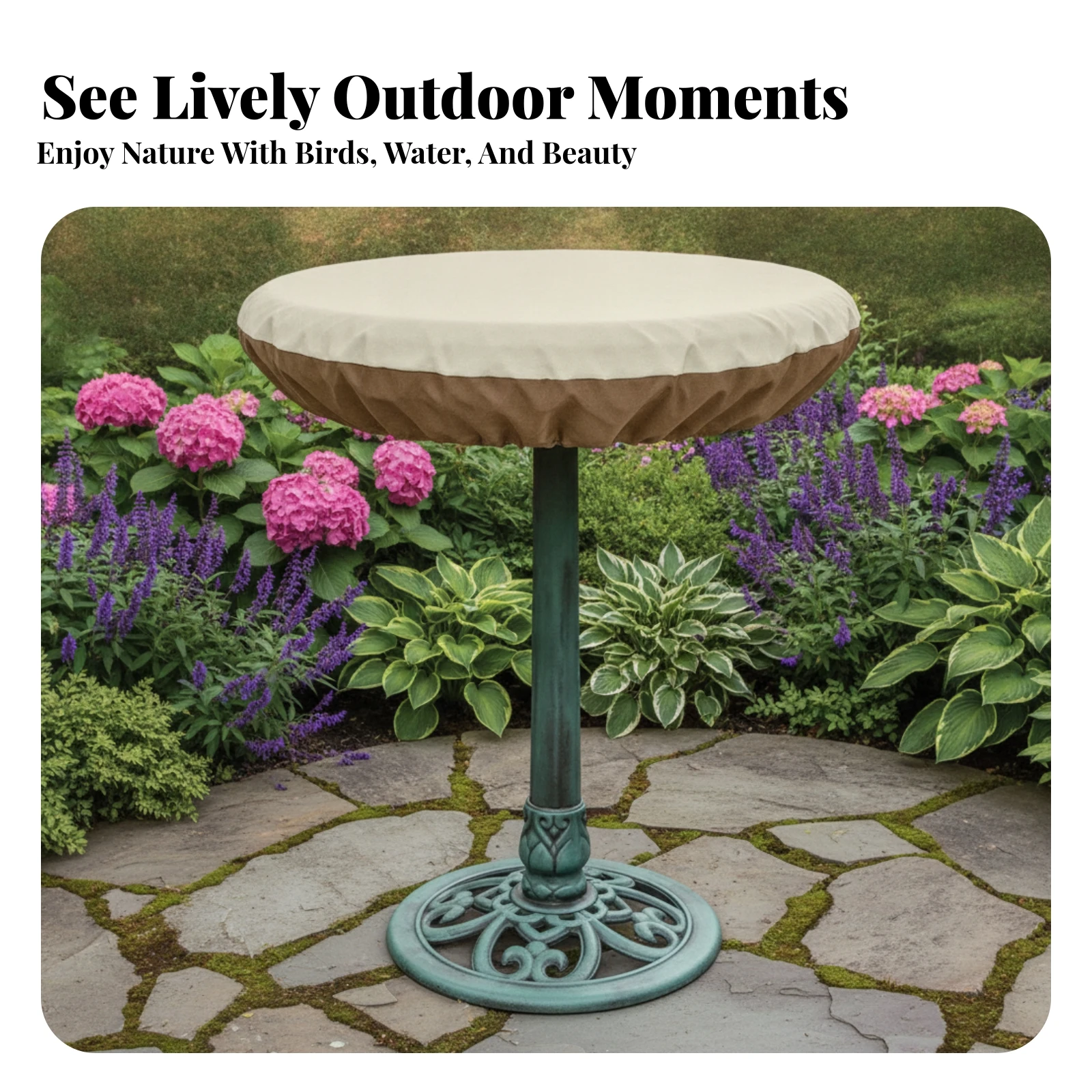 Fitted Bird Bath Cover Elastic Hem Bird Bath Cover Shallow
