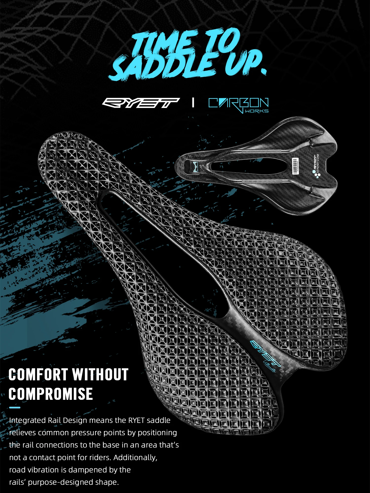 AliExpress RYET 3D Printed Carbon Saddle 245x145mm Ultralight EVA Comfort Seat for MTB Gravel Road Bike Racing Cyclists Men Womens