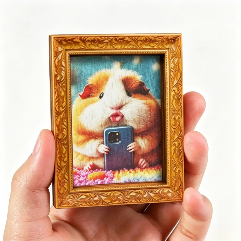 Whimsical Guinea Pig Selfie Wooden Fridge Magnet Cute Pet Bold Art Home Office Pet Lover Gift