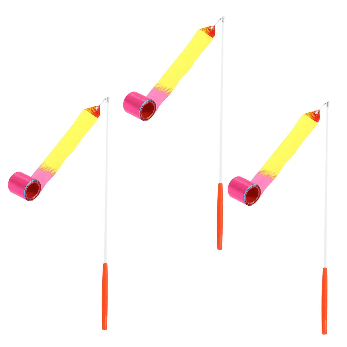 3Pcs Colorful Rhythmic Gym Ribbons 4 Meters Baton Twirling Rods Dancing Streamers Gymnastics Training Equipment Art Streamers